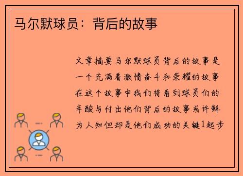 马尔默球员：背后的故事